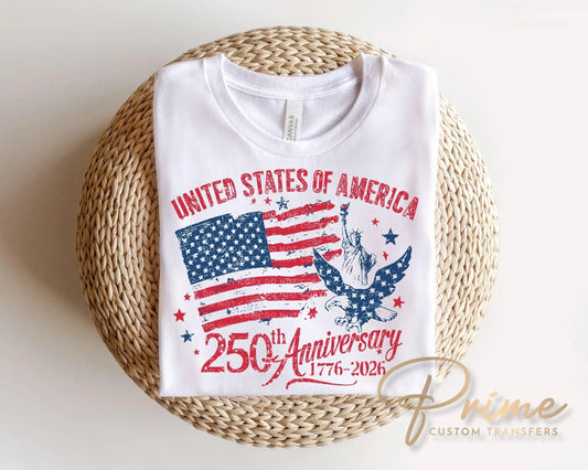 USA 250th Anniversary DTF Transfer, 4th of July Tshirt Design