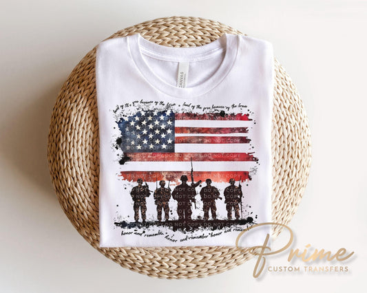 Land of The Free DTF Transfer, Ready to Press, 4th of July Tshirt Design, Veterans day, Memorial Day