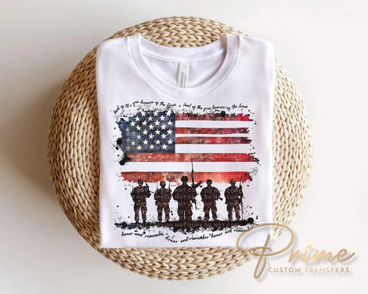 Land of The Free DTF Transfer, Ready to Press, 4th of July Tshirt Design, Veterans day, Memorial Day
