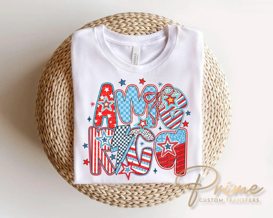 Coquette America DTF Transfer, Ready to Press, 4th of July Tshirt Design