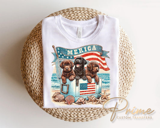 Patriotic Dogs DTF Transfer, Ready to Press, 4th of July Tshirt Design