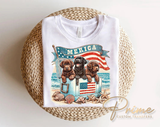 Patriotic Dogs DTF Transfer, Ready to Press, 4th of July Tshirt Design