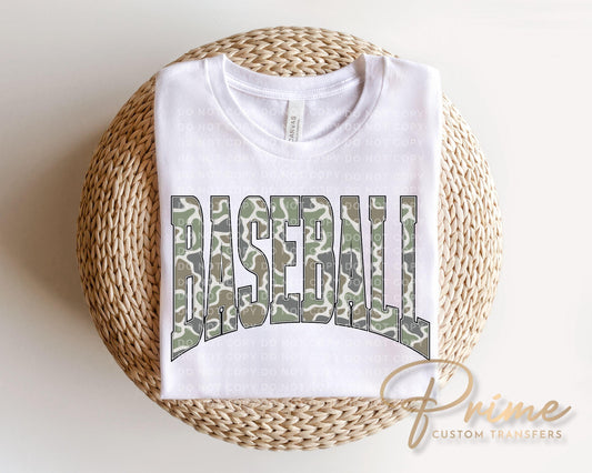 Camo Baseball DTF Transfer, Ready to Press, Sport Mama Tshirt Design