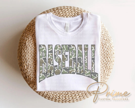 Camo Baseball DTF Transfer, Ready to Press, Sport Mama Tshirt Design
