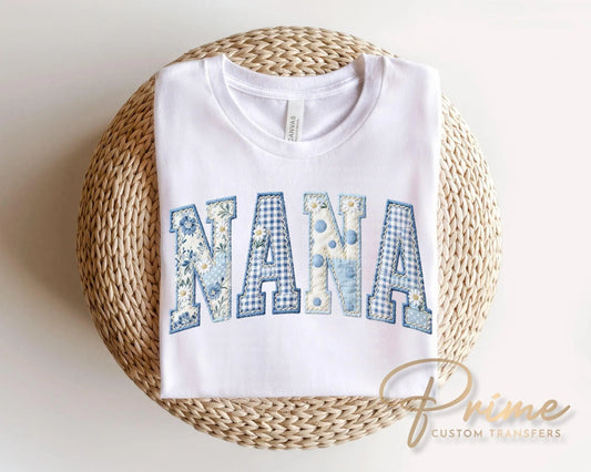 Patchwork Quilted Nana DTF Transfer, Ready to Press Cottagecore Tshirt Design