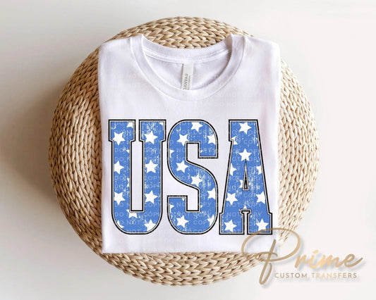 Distressed Stars USA DTF Transfer, Ready to Press, 4th of July Tshirt Design