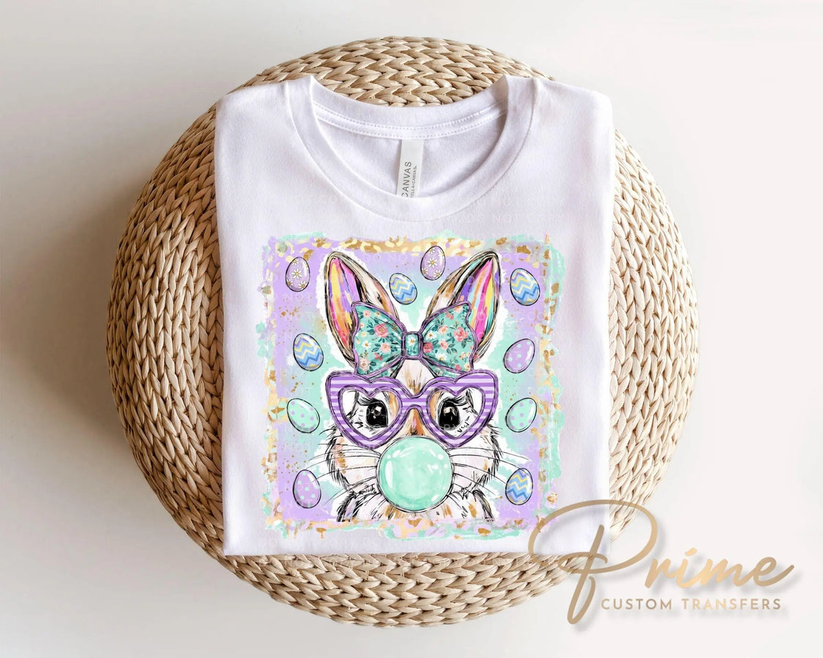 Coquette Bunny DTF Transfer, Ready to Press, Brushstroke Easter Tshirt Design