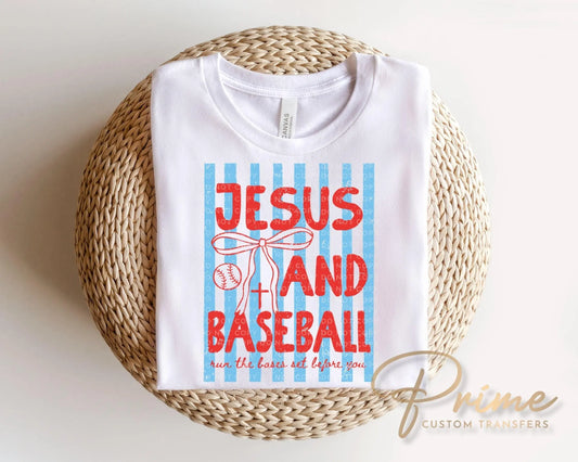 Jesus and Baseball DTF Transfer, Ready to Press, Trendy Christian Tshirt Design