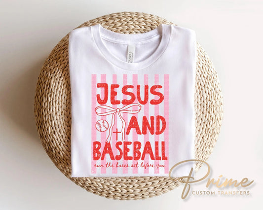 Jesus and Baseball DTF Transfer, Ready to Press, Trendy Christian Tshirt Design