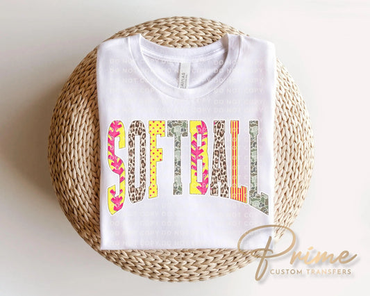 Striped Leopard Softball DTF Transfer, Ready to Press, Game Day T-shirt Design