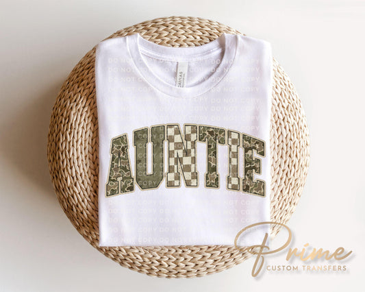 Hunting Camo Auntie DTF Transfer, Ready to Press, Tshirt Design for Aunt