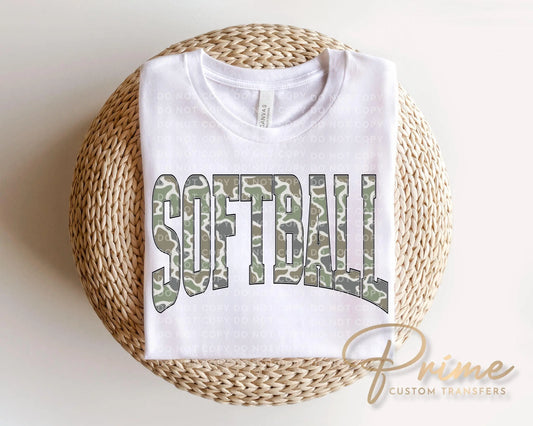 Camo Softball DTF Transfer, Ready to Press, Sport Mama Tshirt Design
