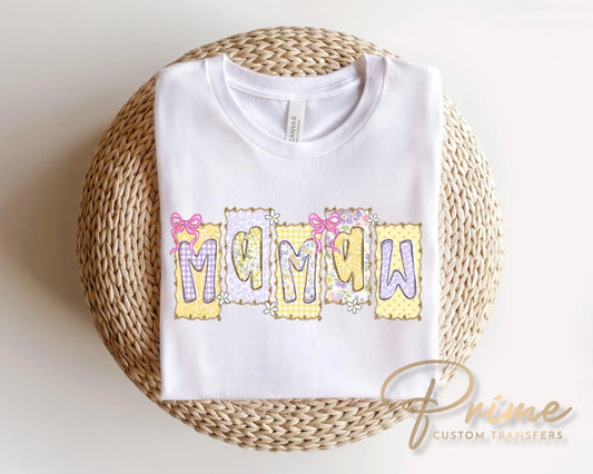 Coquette Floral Nonnie DTF Transfer, Gift for Mother's Day, Grandma Tshirt Design