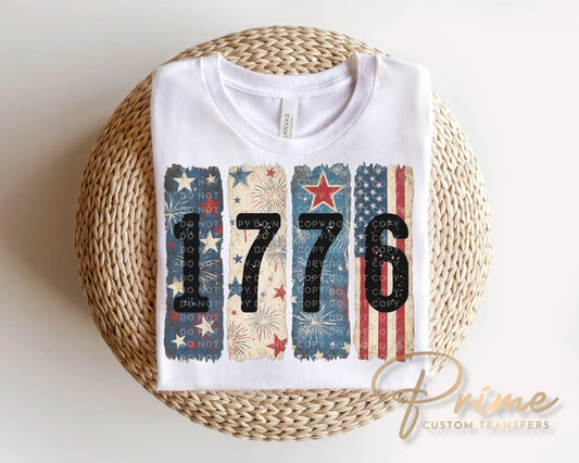 Brushstroke 1776 DTF Transfer, Ready to Press, 4th of July Tshirt Design