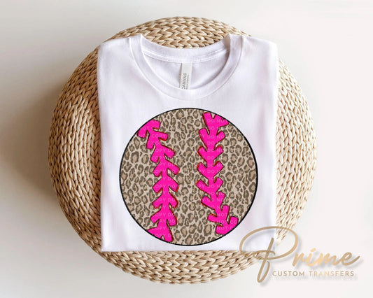 Leopard Print Baseball DTF Transfer, Ready to Press, Trendy Sport Mama Tshirt Design