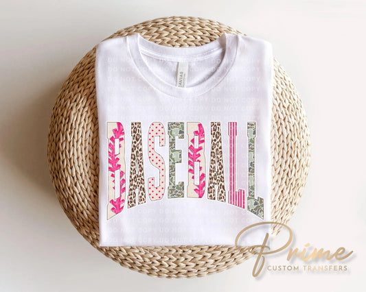 Striped Leopard Baseball DTF Transfer, Ready to Press, Game Day T-shirt Design