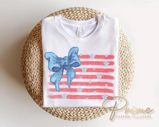 Watercolor American Flag DTF Transfer, Ready to Press, 4th of July Tshirt Design