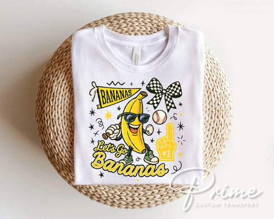 Banana Baseball Mascot DTF Transfer, Game Day, Sports Mom Tshirt Design