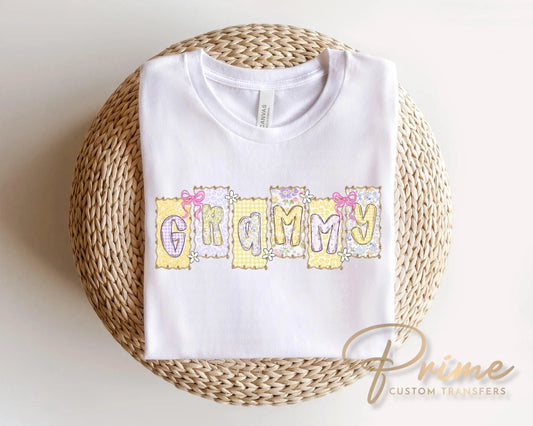 Coquette Floral Grammy DTF Transfer, Gift for Mother's Day, Grandma Tshirt Design
