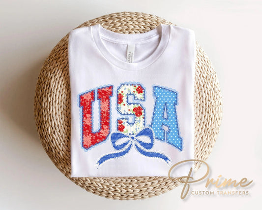 USA Lace Coquette DTF Transfer, Ready to Press, 4th of July Tshirt Design