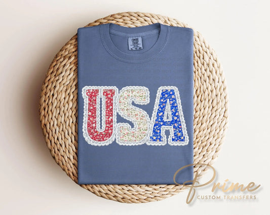 USA Lace Coquette DTF Transfer, Ready to Press, 4th of July Tshirt Design