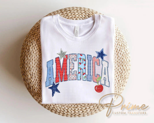 America DTF Transfer, Ready to Press, Coquette 4th of July Tshirt Design
