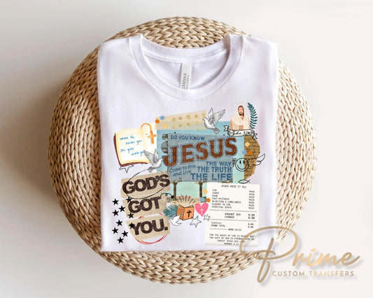 God's Got You Faith Collage Faith DTF Transfer, Ready to Press, Trendy Faith Tshirt Design