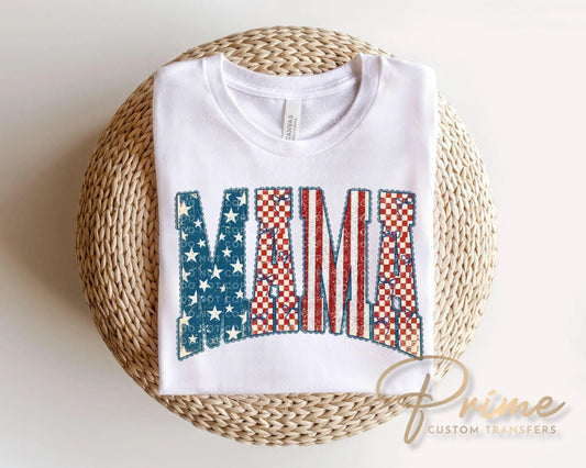 Coquette Patriotic Mama DTF Transfer, Preppy 4th of July Tshirt Design
