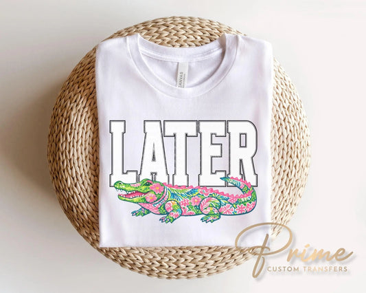 Later Aligator DTF Transfer, Summer, Beach Tshirt Design