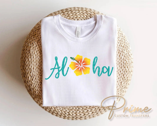 Aloha DTF Transfer, Ready to Press, Hawaii Vacation T-shirt Design