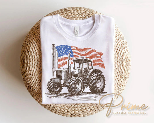 Patriotic Tractor DTF Transfer, Ready to Press, Boys 4th of July Tshirt Design