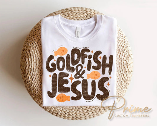 Goldfish and Jesus DTF Transfer, Ready to Press, Kids Christian Tshirt Design