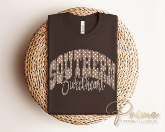 Southern Sweetheart DTF Transfer, Polka Dot, Western T-Shirt Design