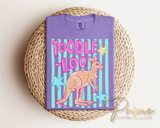 Toodle Loo Kangaroo DTF Transfer, Ready to Press, Trendy Summer T-Shirt Design
