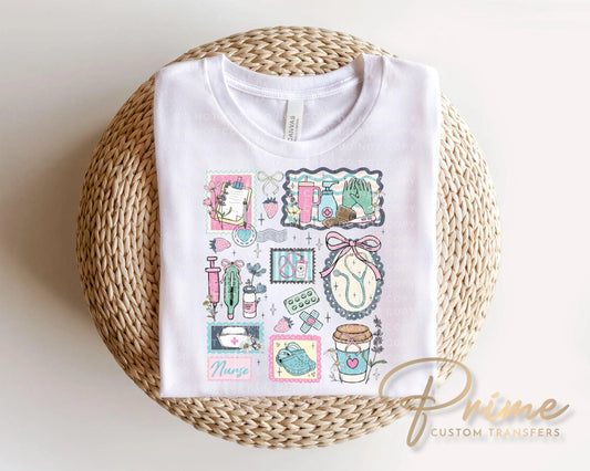 Nurse Life Collage DTF Transfer, Grandma Core, Cottagecore Tshirt Design
