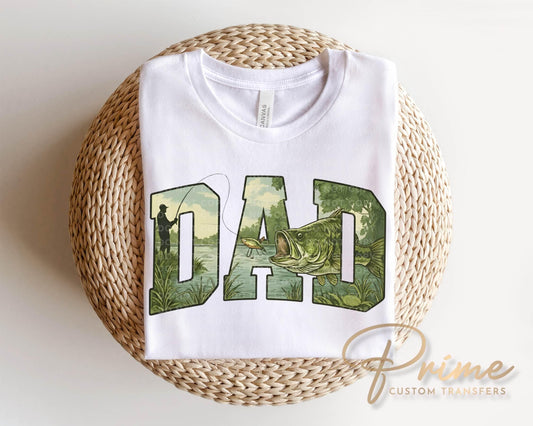 Bass Fishing Dad DTF Transfer, Ready to Press, Father's Day Tshirt Design