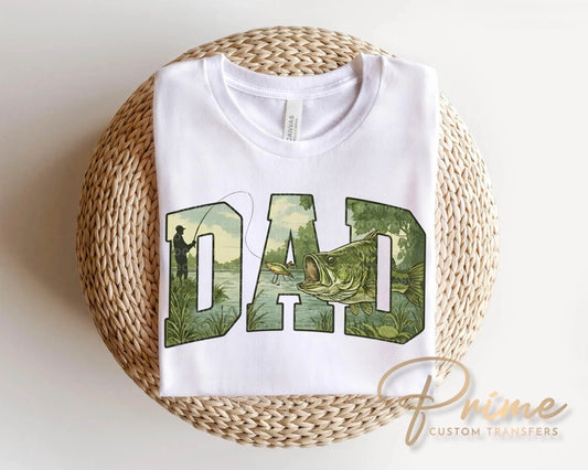 Bass Fishing Dad DTF Transfer, Ready to Press, Father's Day Tshirt Design