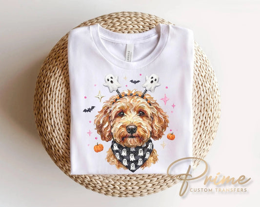 Halloween Goldendoodle DTF Transfer, Ready to Press, Fall Tshirt Design