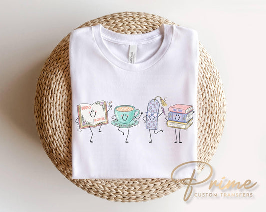 Book Lover Doodle DTF Transfer, Ready to Press, Gift for Reader, Bookworm Tshirt Design