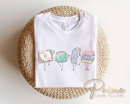 Book Lover Doodle DTF Transfer, Ready to Press, Gift for Reader, Bookworm Tshirt Design