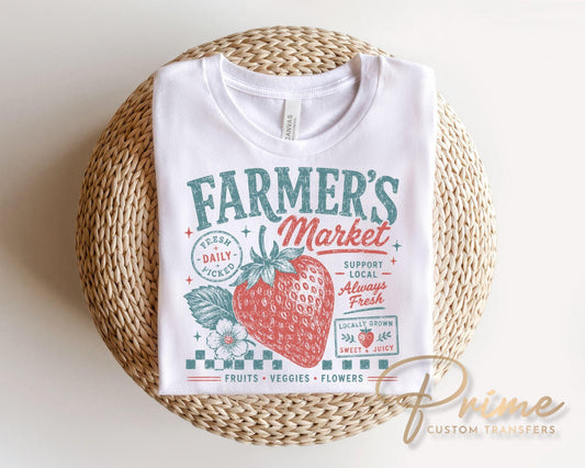 Farmer's Market DTF Transfer, Ready to Press, Summer Tshirt Design
