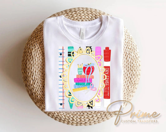 Teacher Supplies Doodles DTF Transfer, Ready to Press, Trendy Teacher, Teach, Coquette, Doodle, Heat Transfer, School Supplies