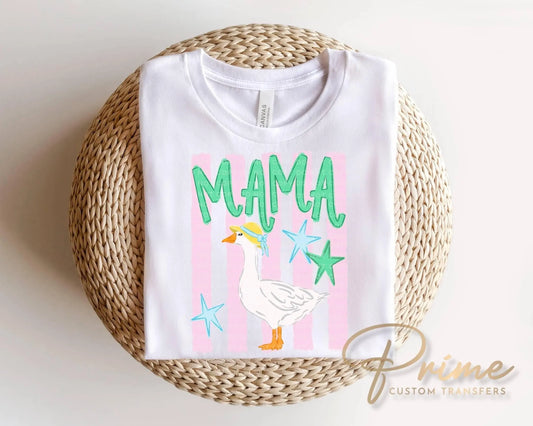 Mama Goose DTF Transfer, Ready to Press, Trendy Striped Tshirt Design