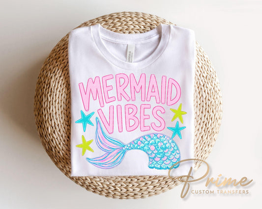 Mermaid Vibes DTF Transfer, Ready to Press, Summer T-Shirt Design