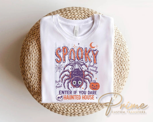 Spooky Halloween DTF Transfer, Ready to Press, Trendy Striped Tshirt Design