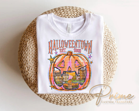 Halloween Pumpkin DTF Transfer, Ready to Press, Retro Spooky Season, Preppy Jack O Lantern Tshirt Design