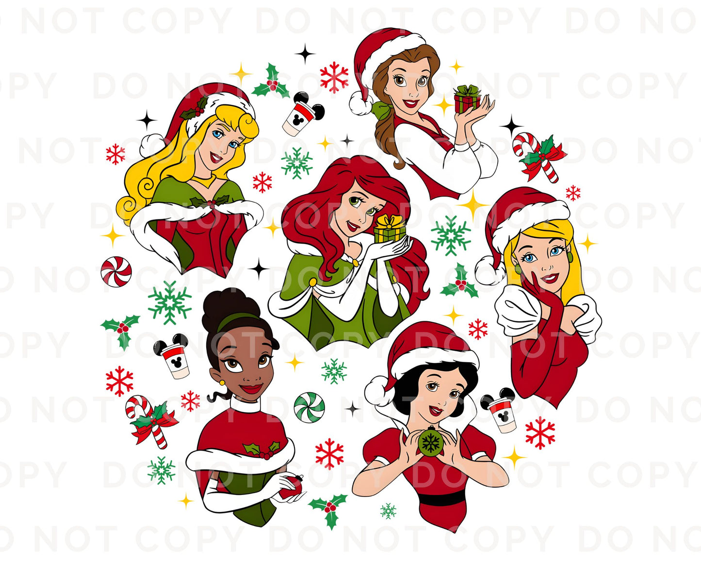 Christmas Princesses DTF Transfer