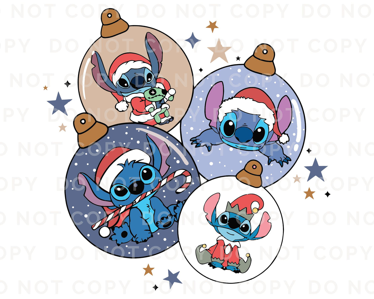 Stitch Christmas Ornaments DTF Transfer