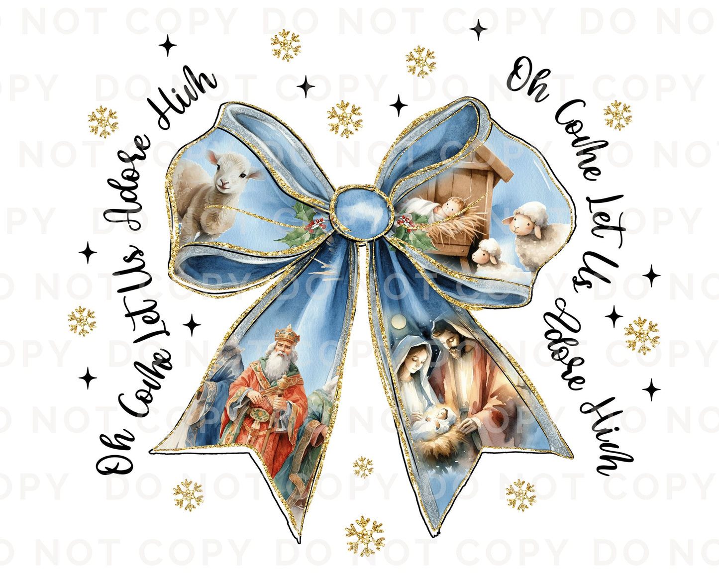 Nativity Coquette Christmas Bow DTF Transfer