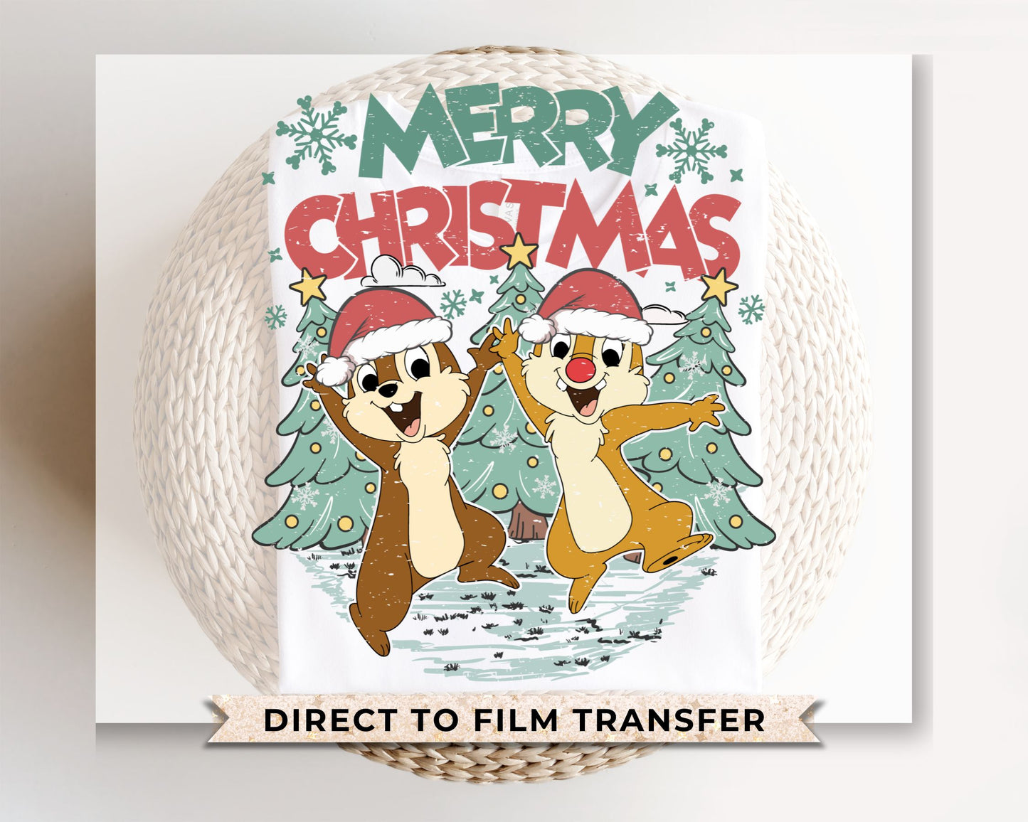 Chip and Dale Merry Christmas DTF Transfer